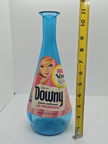 Rare Vintage 1967 DOWNEY PEACOCK Blue Empty Glass Vase Genie Bottle MCM 13.5” - Picture 14 of 20
