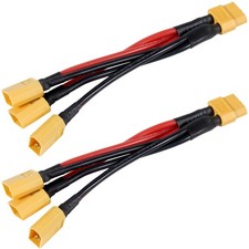 2pcs XT60 Parallel Battery Connector Extension Y Splitter 3-Way 14AWG Male/Fe...