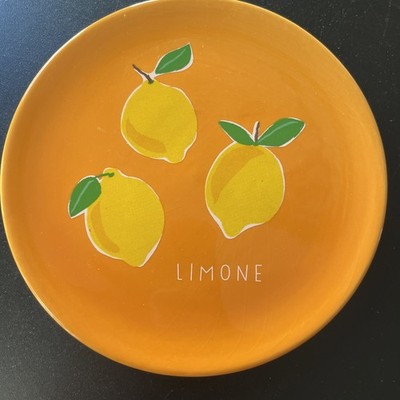 Ceramic Limone Appetizer Plates 6  Set Of 6 Small Plates Lemon Print Orange