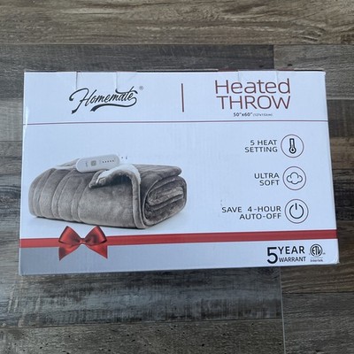 Homemate Heated Blanket Electric Throw - 50x60 Heating Blanket Throw 5 Settings