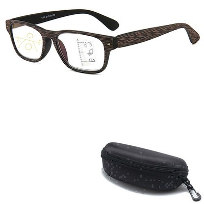 Retro Wood Grain Multifocal Reading Glasses Multifocus Glasses Computer Readers