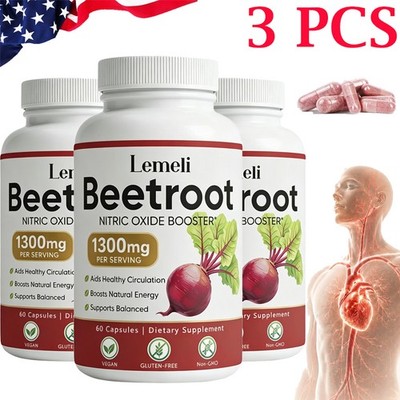 3 PCS Share Lemeli Beetroot - 1300mg, Lemeli Beet Root Supplement 180 Capsules