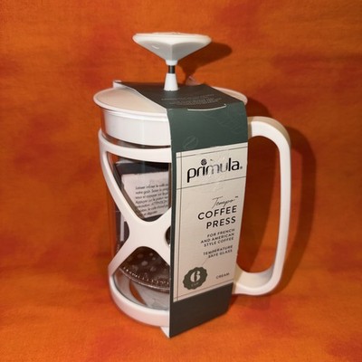 French Coffee Press Primula Tempo Glass White 6 Cup NEW
