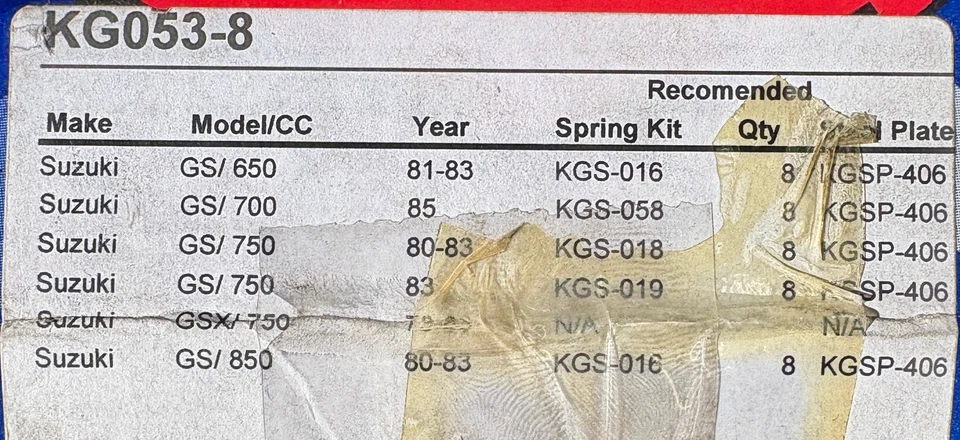 Kit de embrague KG KG053-8 para Suzuki GS650,700,750,850 y GSX750 Foto 2 de 2