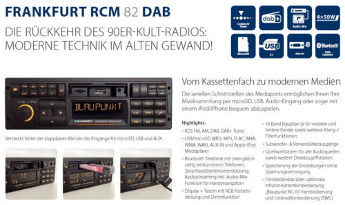 Blaupunkt Frankfurt RCM 82 DAB Oldtimer Auto Radio DAB Bluetooth UKW USB SD SDHC - Bild 5 von 8
