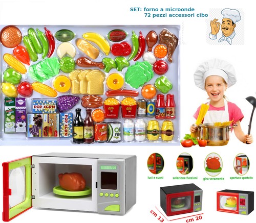 Forno Microonde Cucina Giocattolo Set Accessori Cibo Frutta Verdura  Barattoli | eBay