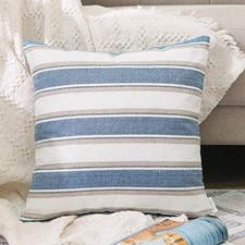 Multicolor Stripe Euro Pillow Case Soft Linen Square Decorative Throw Cushion...