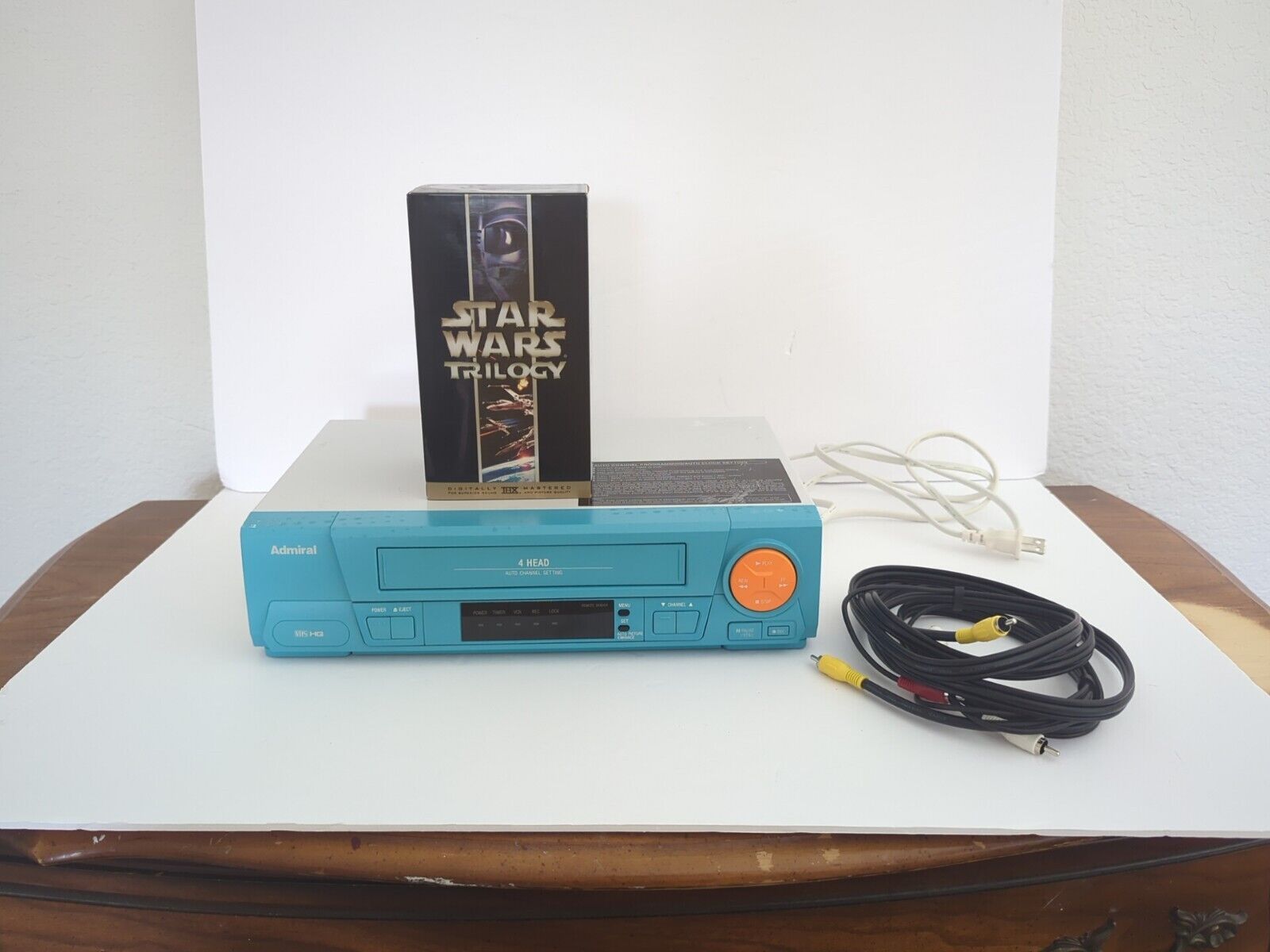 Vintage Teal Admiral 4-Head VHS HQ VCR Video Recorder JSJ 20458  Tested W/ Vhs