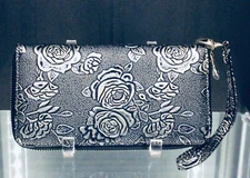 LOVESHE WRISTLET WALLET EMBOSSED FAUX LEATHER GRAY BEAUTIFUL DESIGN
