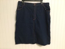Vintage GITANO Dark Wash Denim JEAN SKIRT Size 36 Waist Short Style Pockets