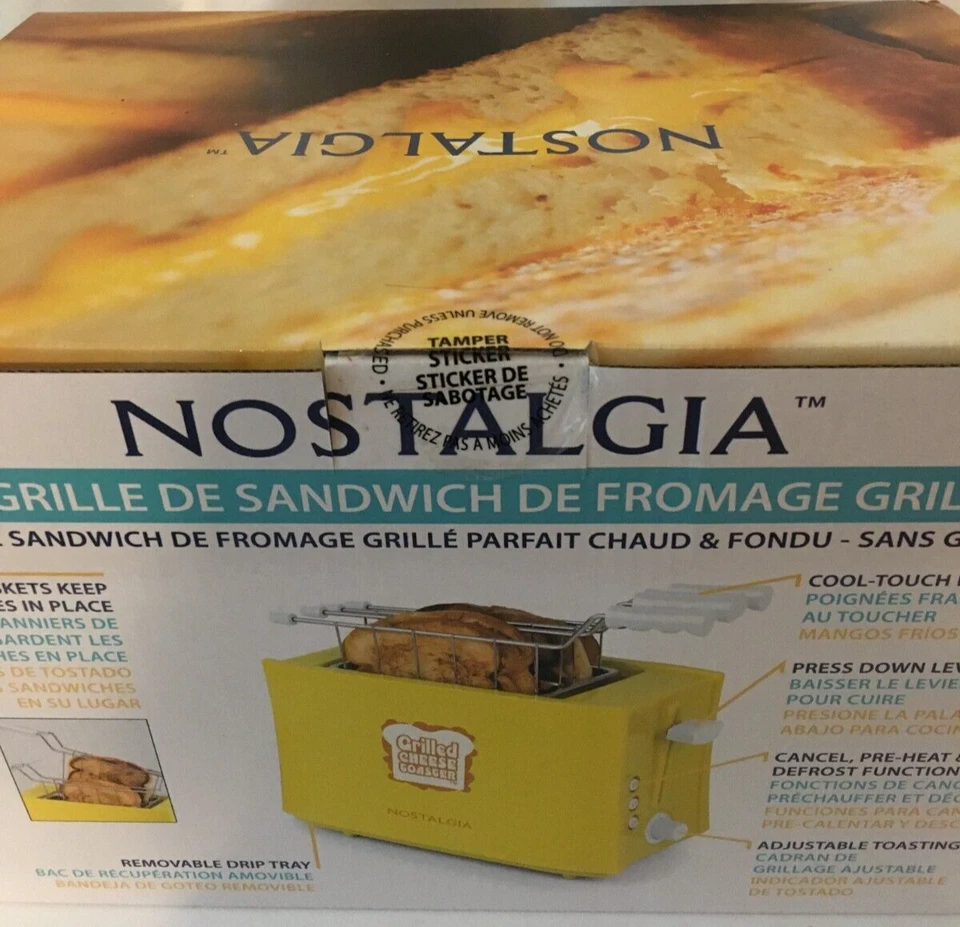 NOSTALGIA Grilled Cheese Maker Extra Large 2-Slot Toaster Sandwich Maker, Yellow - Image 3 of 4