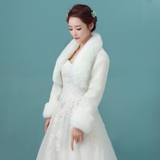 Bridal Lady Faux Fur Shrug Bolero Wedding Dress Poncho Wrap Crop Cardigan Shrug