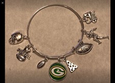 Green Bay Packers Football 8 Charm Bracelet Helmet Cheese Cheer Fan
