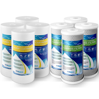 Big Blue  CTO Carbon Block &  Sediment Water Filters 4.5'' x 10'' Cartridges Set