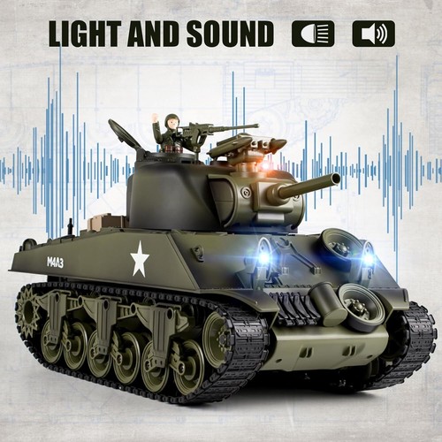 1/18 RC Tank M4A3 Sherman Remote Control Model Army Toy Military Tank Shoots BBS - Picture 7 of 7