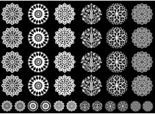 Kaleidoscope Medallions 36 pcs 1 Inch White Fused Glass Decals