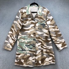 Mystree Camoflauge Peplum Jacket Brown Green Mid Length Womens Large