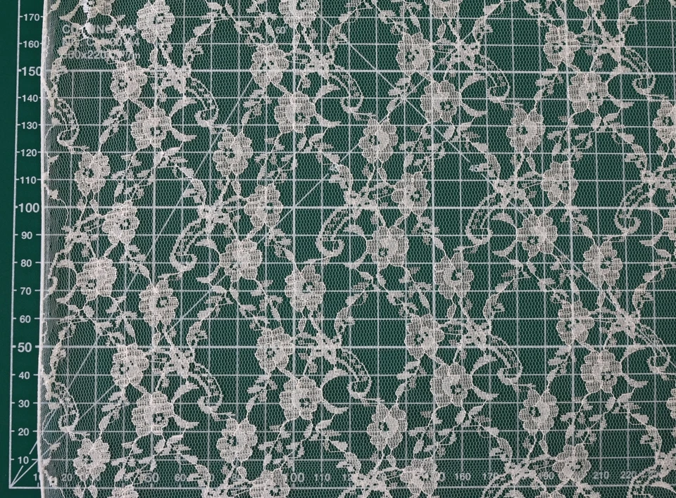 RASCHEL SPITZE Tüllspitze fest Meterware kleine Blüten SEEGRÜN EUR 5,98/m - Bild 3 von 3