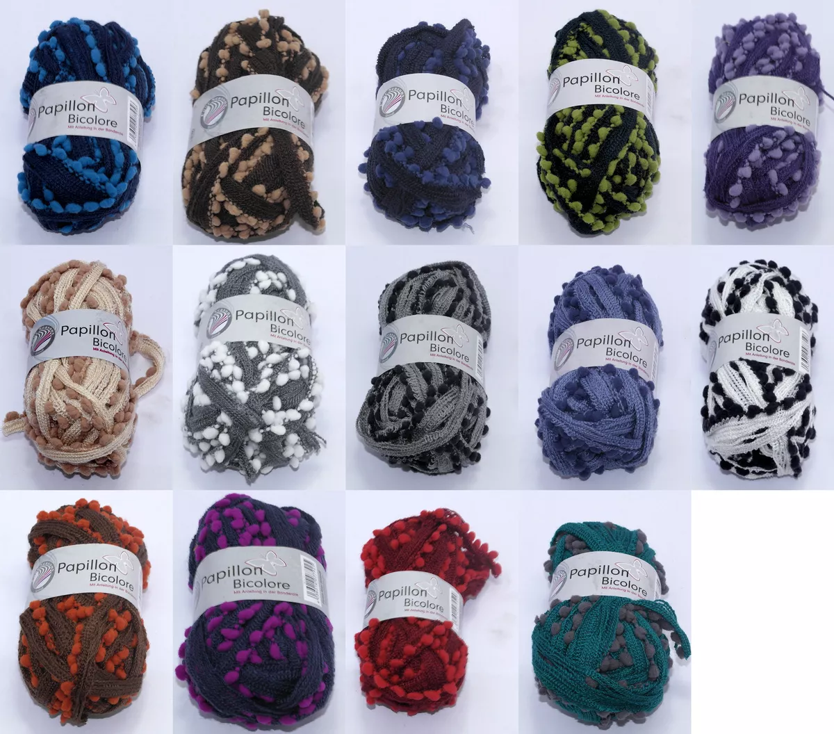 Papillon Bicolour Pom Pom Knitting Scarf Yarn Wool Buy one Get one FREE