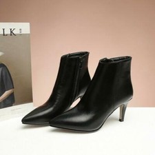 Womens Pointy Toe Stiletto High Heel Side Zip Party Ankle Boots 3