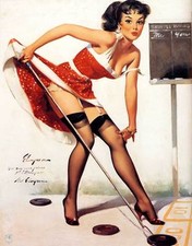 Retro Pinup Girl X-LARGE CANVAS  PRINT Vintage Poster Gil Elvgren Shuffle Board