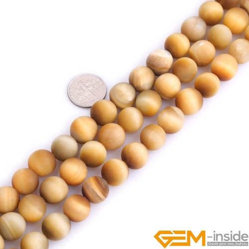 Natural Golden Tiger's Eye Gemstone Frosted Matte Round Jewelry Making Beads 15" - Picture 27 of 30