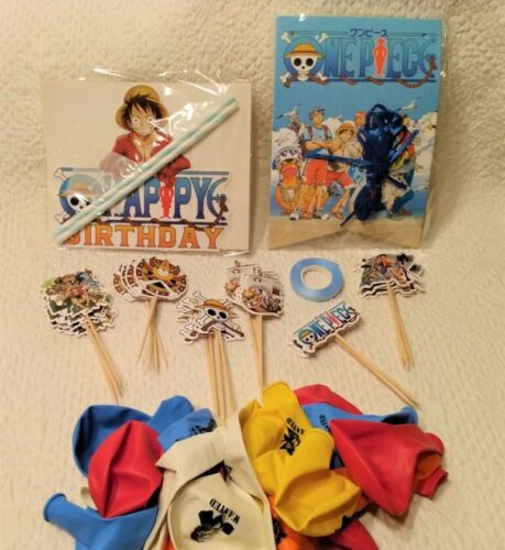 One Piece Anime Birthday Party Decorations Luffy Cupcake Toppers Banner  Balloons | eBay