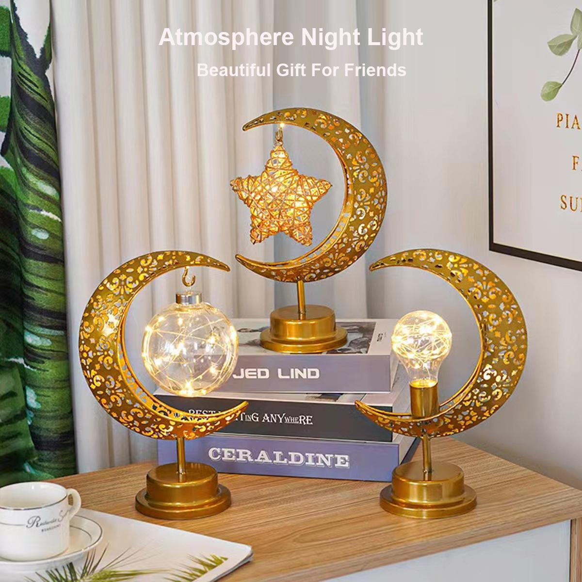 Modern Gold Touch LED Moon Lamp Portable Battery Ramadan Decor-image