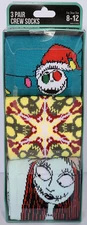 The Nightmare Before Christmas Men's 3 Pair Crew Socks Size 8-12 BioWorld NEW