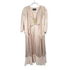 Alex Evenings Beige Dress Jacket Set Wedding Guest Mother of Bride Womens 12