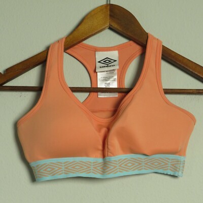 Umbro Sports Bra Womens Medium Peach Athletic Fitness Workout Racerback Ladies