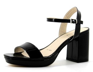 black patent block heels