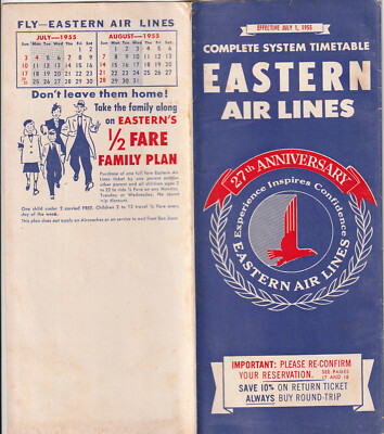 Eastern Air Lines Flugplan Timetable 1955