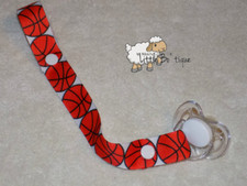 Basketball Pacifier Holder Binki Clip w/ Snaps Teething Toy Baby Mom Diaper Bag