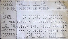 Supercross Race Ticket Stub Anaheim CA Carmicheal Win Ea Sports AMA 2/3/2001