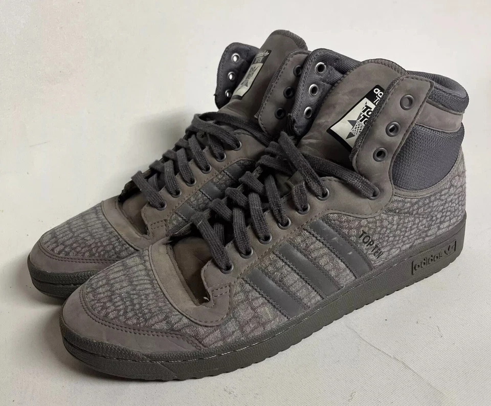 Nice Adidas Top Ten Men’s Sz 12 Gray Snake Reptile Skin High Top Athletic Shoes - Image 3 of 4