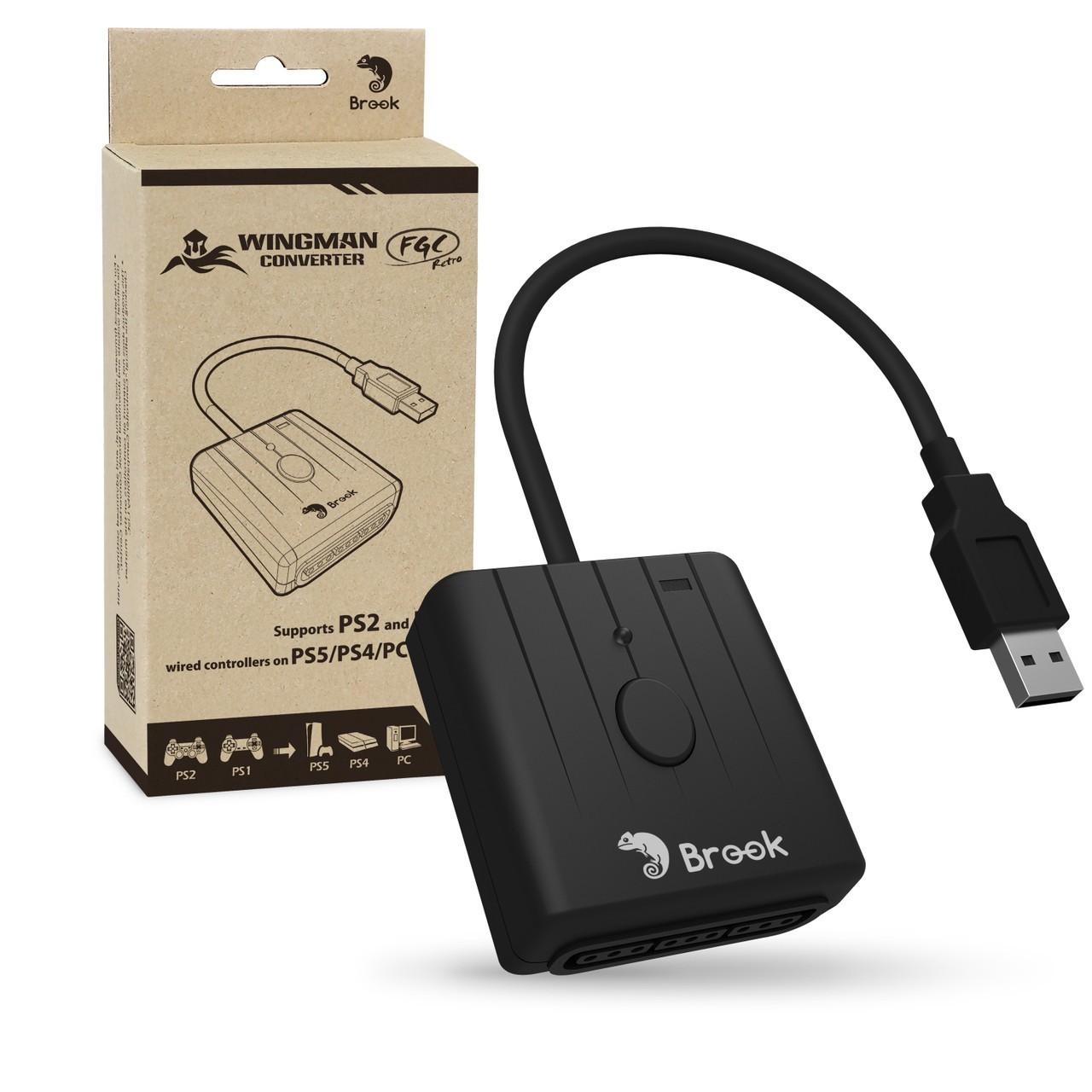 Brook Wingman FGC Retro: PS1 & PS2 Controllers for PS5 / PS4 / PC with Turbo