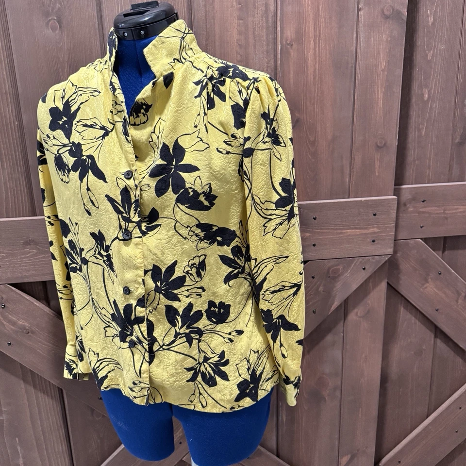 Blusa Mujer De Colección Años 70 80’s Talla Grande Amarilla Negra Icónica Divertida Foto 3 de 4