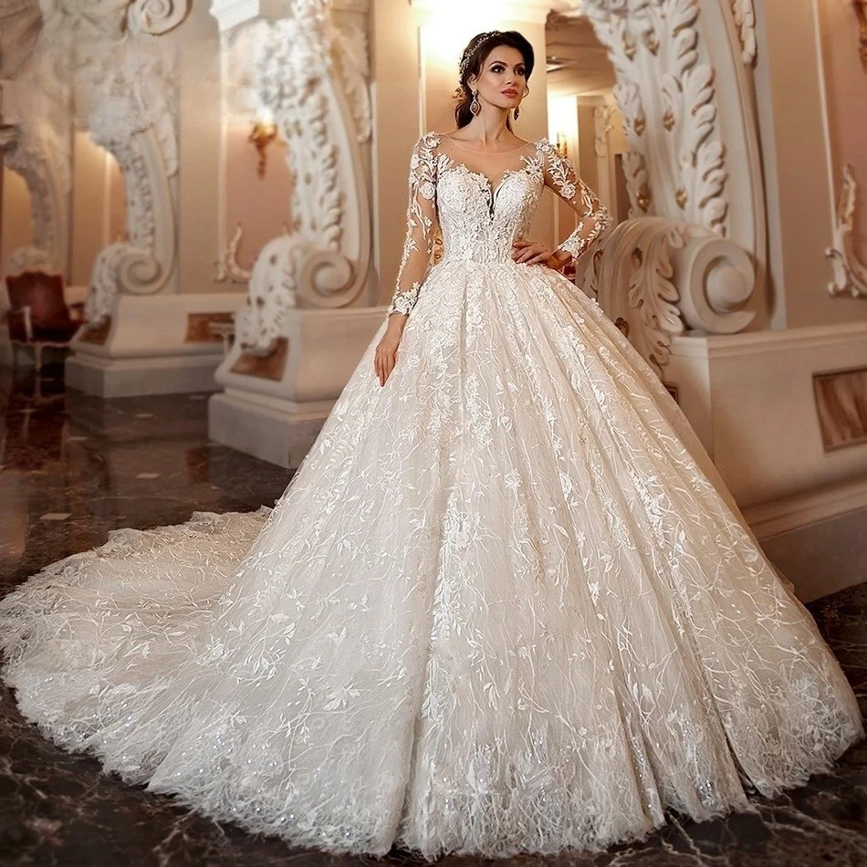 ebay long sleeve wedding dress Dreamy Long Sleeve Wedding Dresses Luxurious Mermaid Bridal Gown Dresses