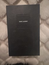 Saint Laurent Black Envelope Wallet Women  s Chevron Logo RFID Blocking Chain