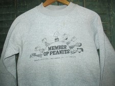 Vtg 1970s 60s Members Peanuts Heather Gray Raglan Sweater Snoopy Charlie Brown S