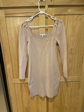 Express X Negin Mirsalehi Fitted Puff Sleeve Sweater Dress Med Pale Rose Pink