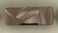VINTAGE LaRegale Gold Evening Clutch Purse Champagne Gold Satin Formal Bag Strap