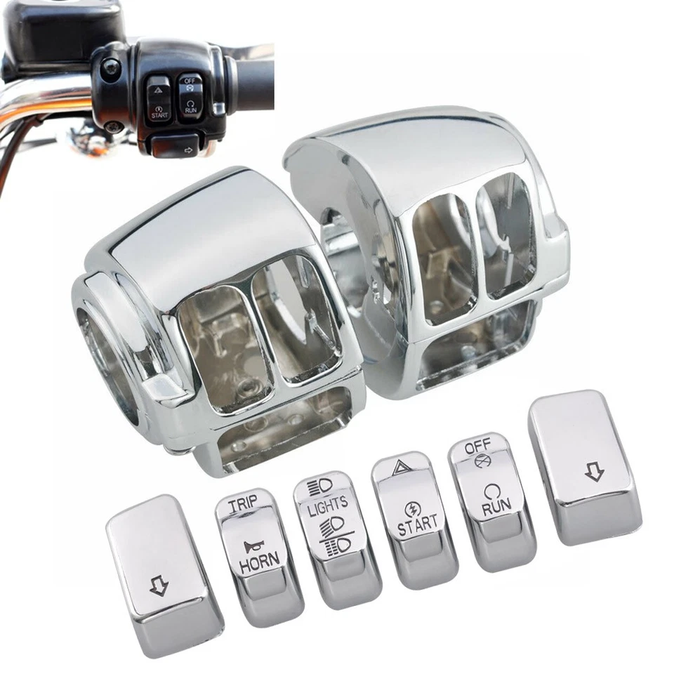 6PCS Switch Control Housing Cover Caps For Harley Softail Heritage Classic FLSTC - Imagem 3 de 4