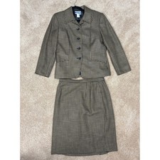Pendleton Petite Houndstooth Wool Blend Skirt Suit Set Blazer  Skirt