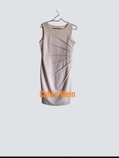 Calvin Klein  Scuba Sleeveless Sheath Dress Blush Gold Detailing Size 10