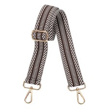 Purse Straps Replacement Crossbody with Light Gold Buckle, Stripe Gray-Brown