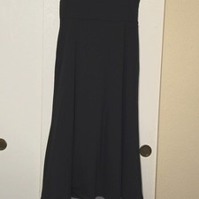 Black Midi Skirt Flared A Line Elegant Minimalist Career Style