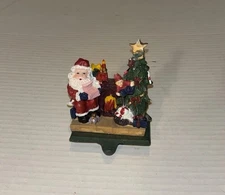 Vintage Santa Claus Fire Place Christmas Stocking Holder Hanger