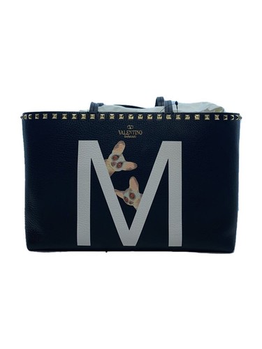 VALENTINO GARAVANI Tote Bag Leather BLK Rockstuds Pet